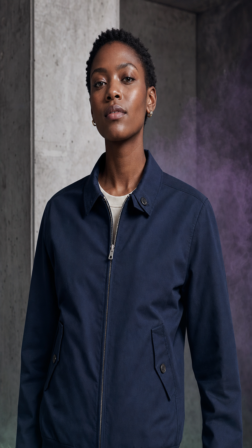 Jaqueta Harrington azul-marinho