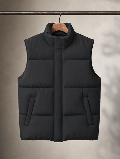 Colete puffer preto fosco