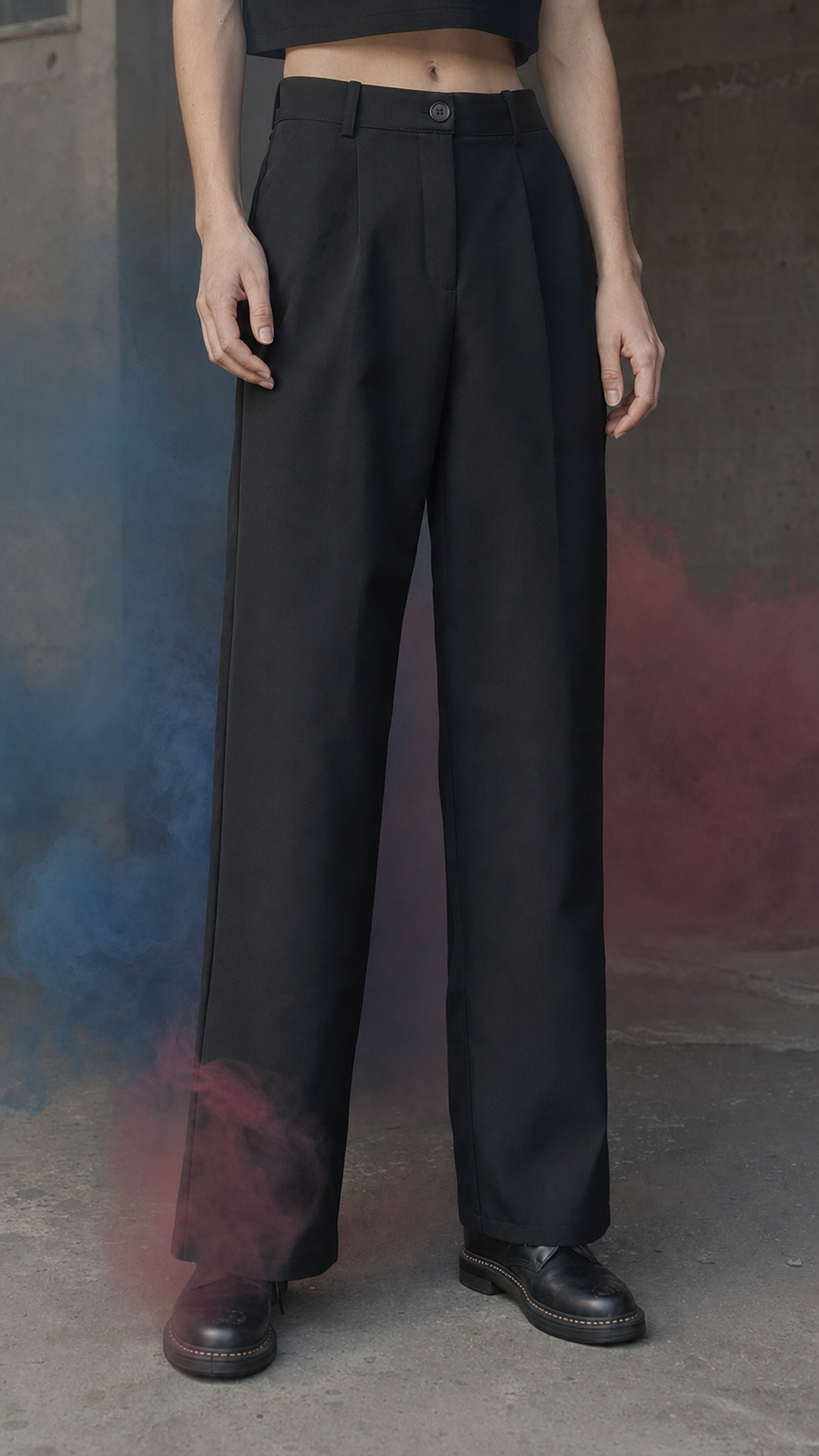 Calça de alfaiataria preta relaxada