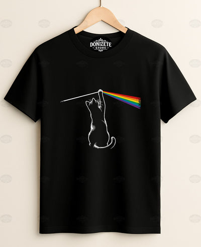 Camiseta Isaac Newton com gato · teoria das cores