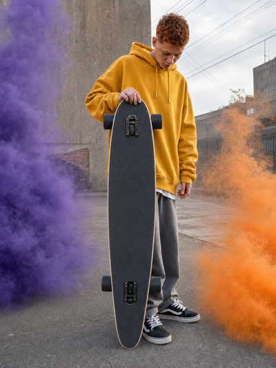 Longboard/cruiser preto minimalista