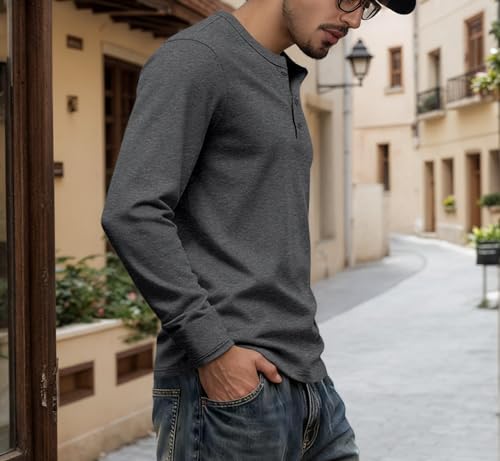 Henley manga longa grafite