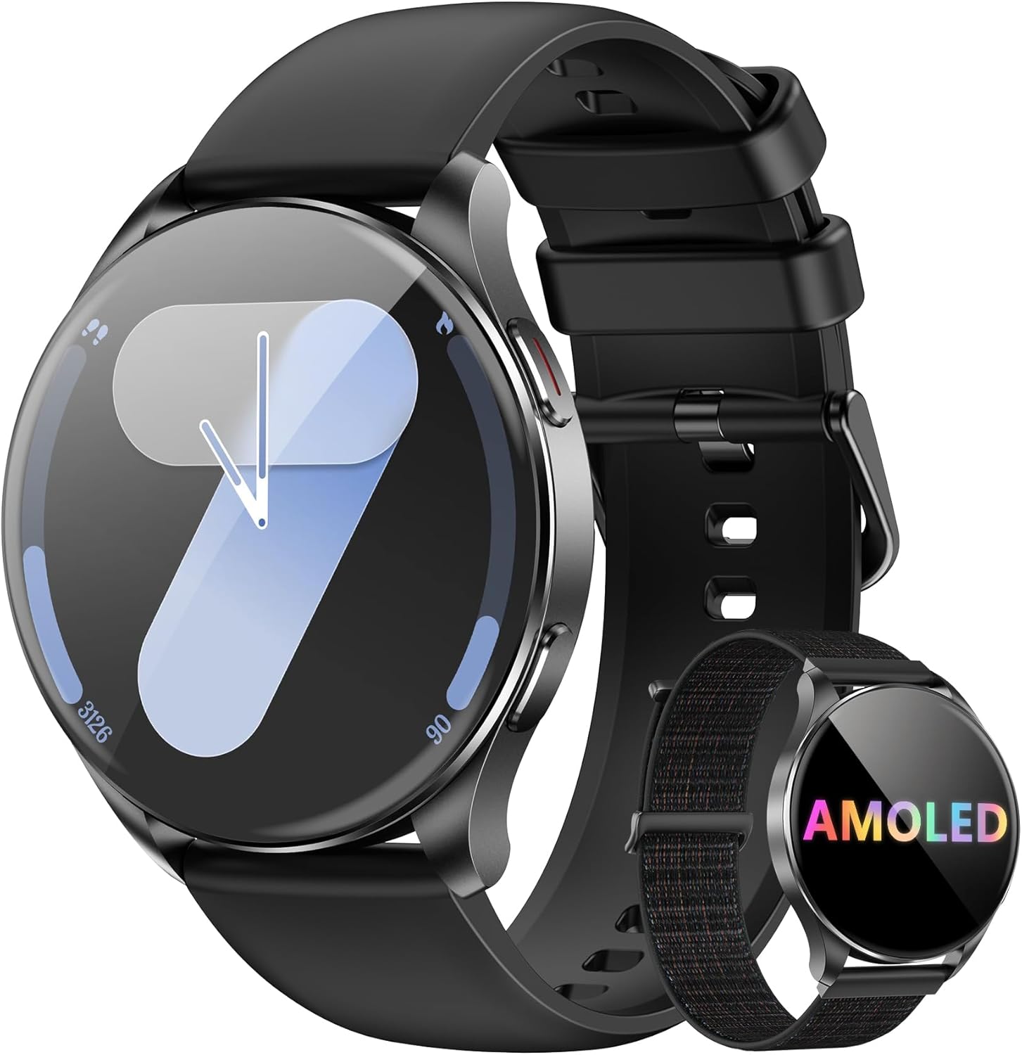 Smartwatch redondo AMOLED 1.43" chamadas bluetooth