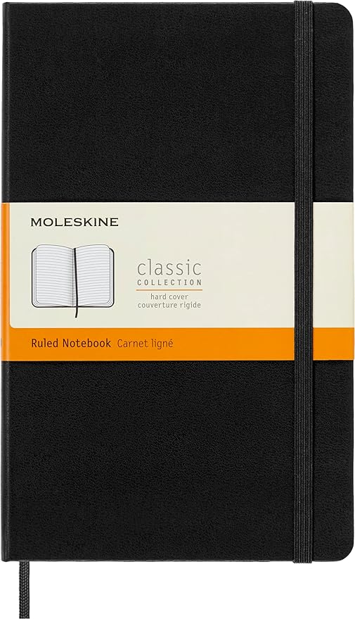 Caderno preto capa dura