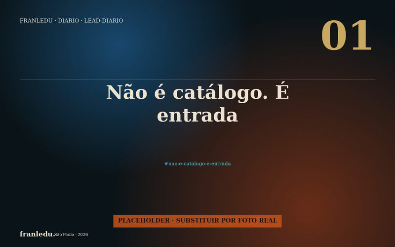 Não é catálogo. É entrada.