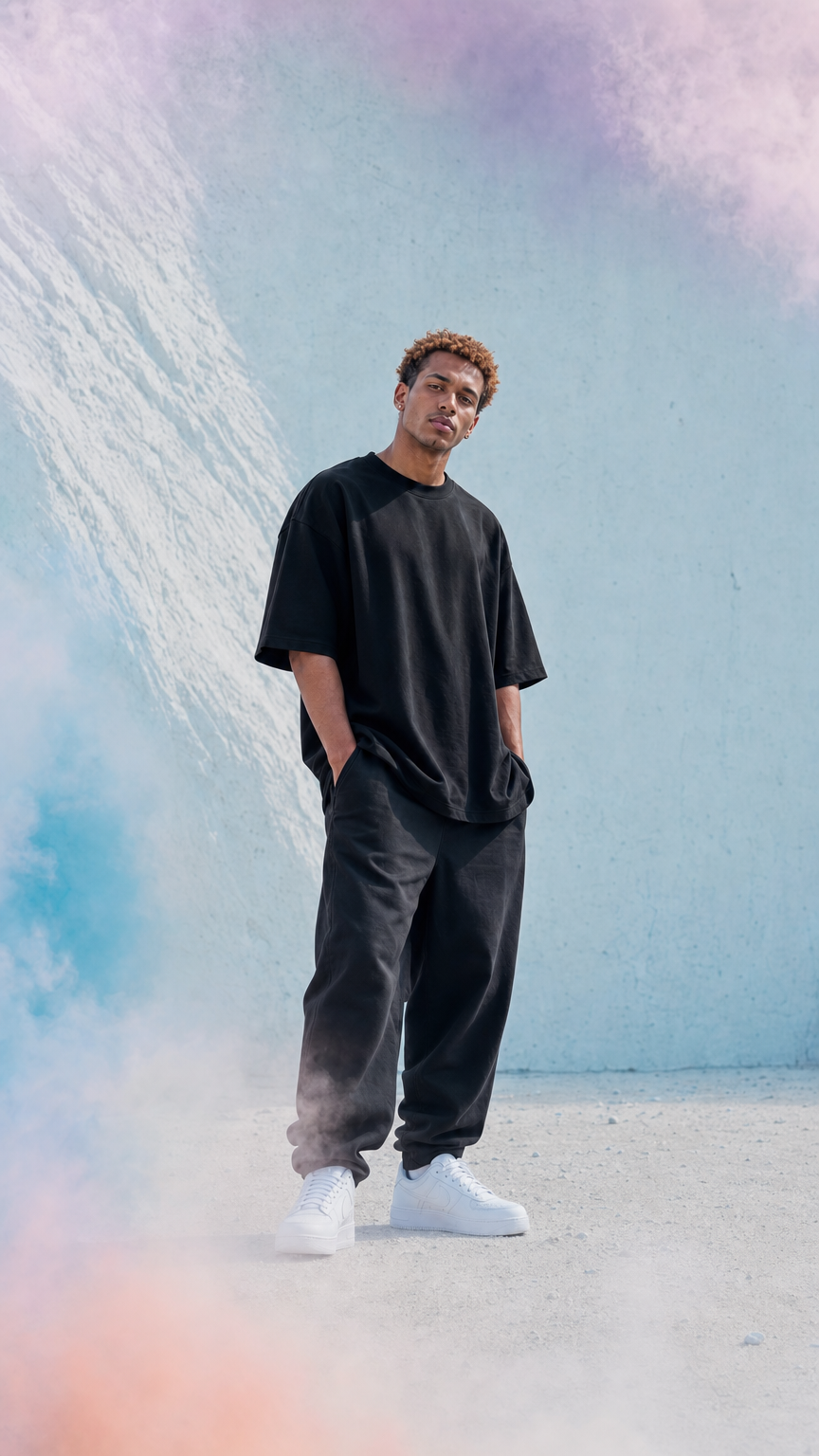 Camiseta oversized preta algodão pesado