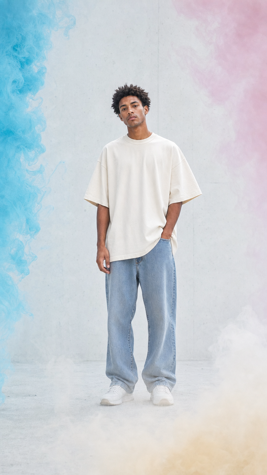 Camiseta oversized off-white algodão pesado