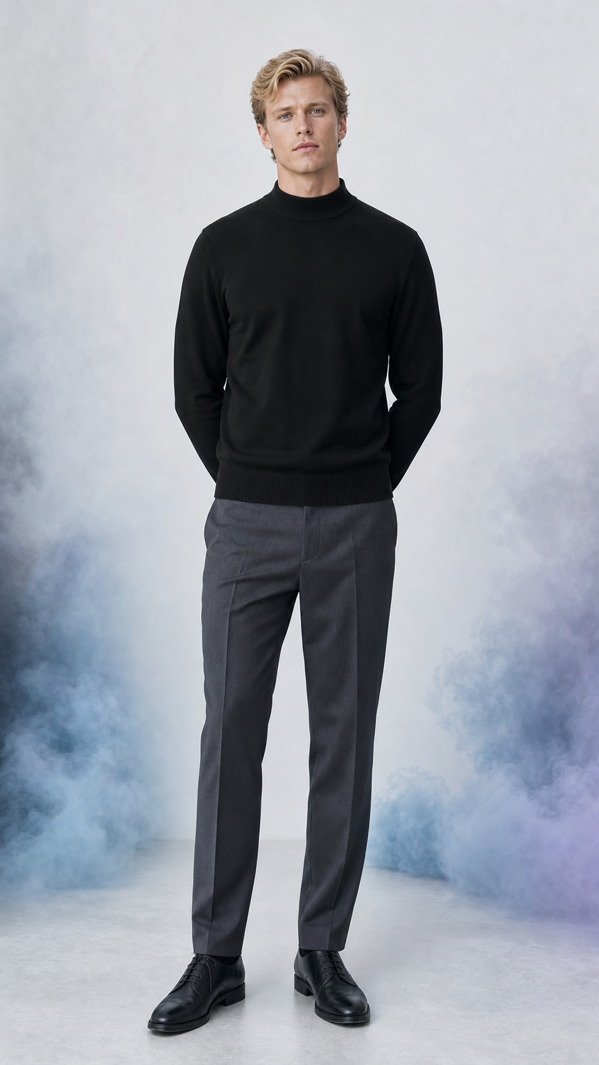 Suéter preto mock neck
