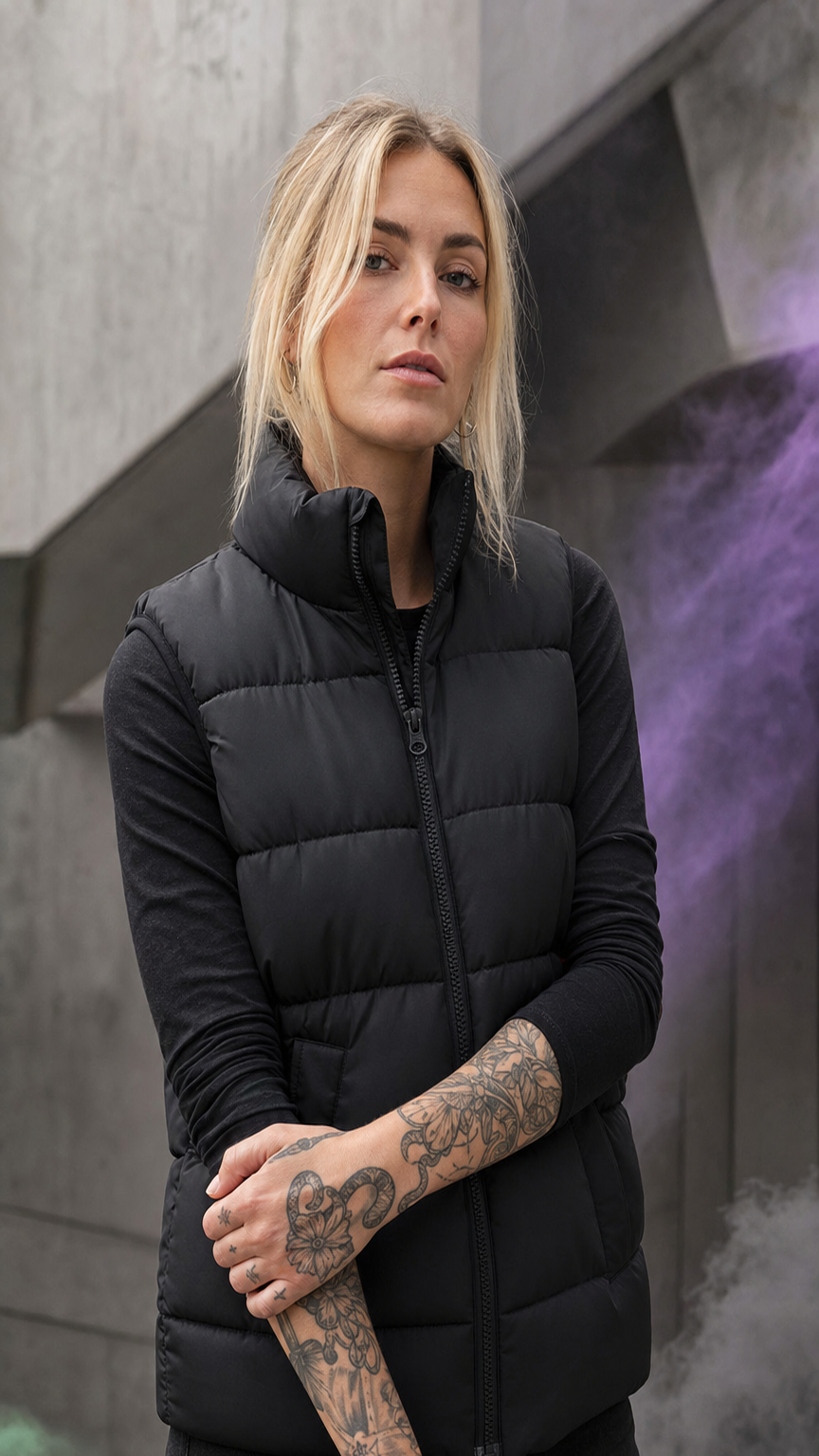 Colete puffer preto fosco