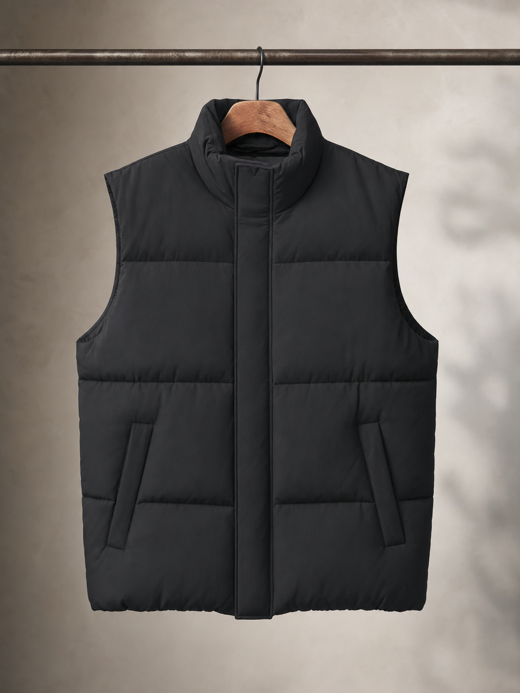 Colete puffer preto fosco