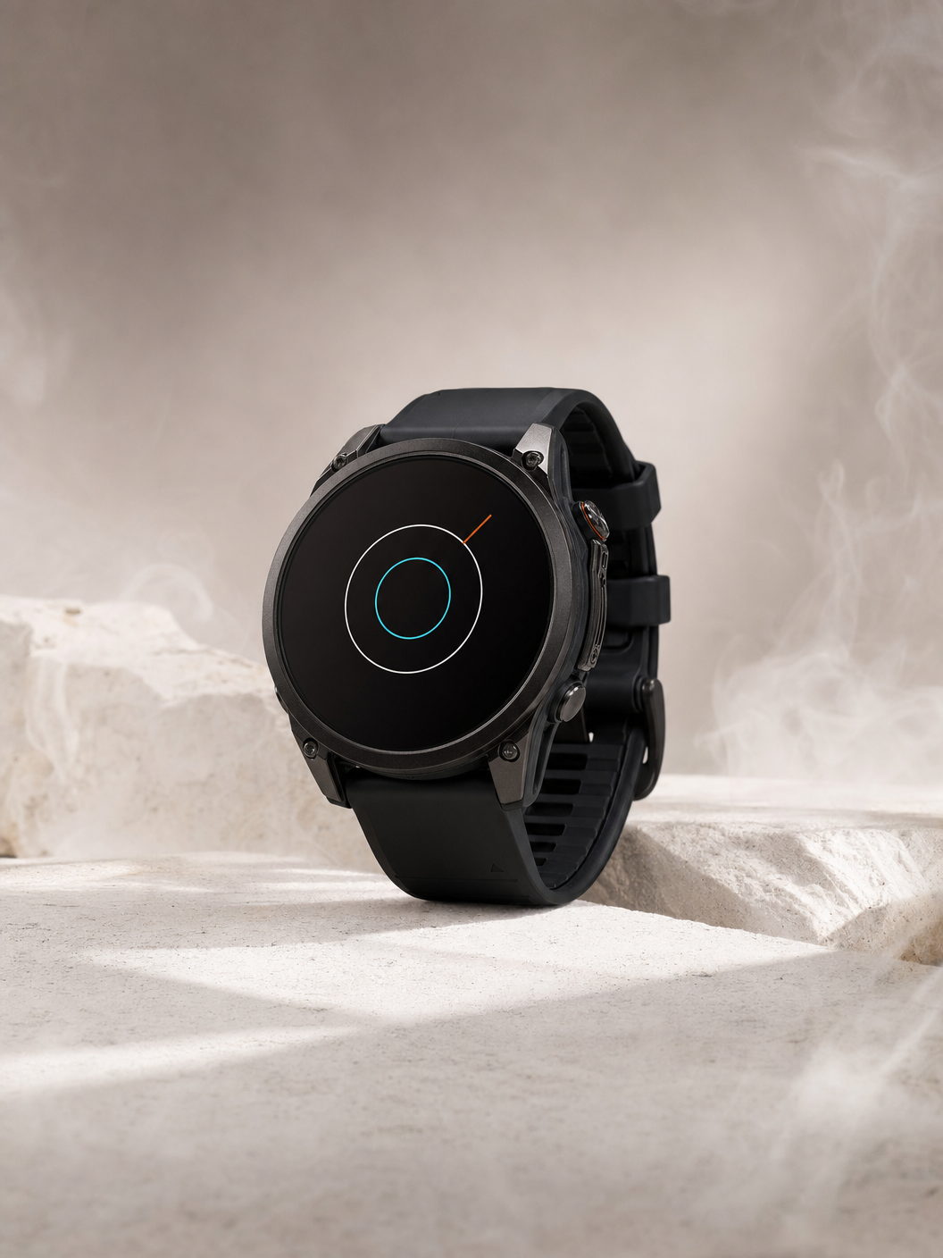 Smartwatch esportivo preto (estilo Fenix)