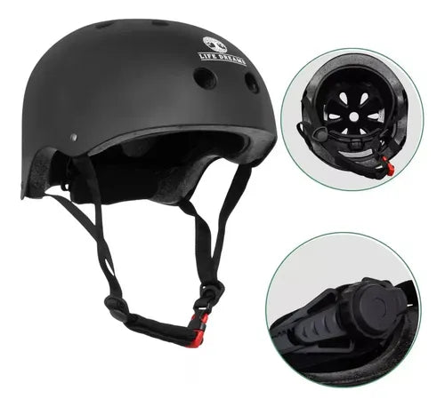 Capacete preto fosco para skate