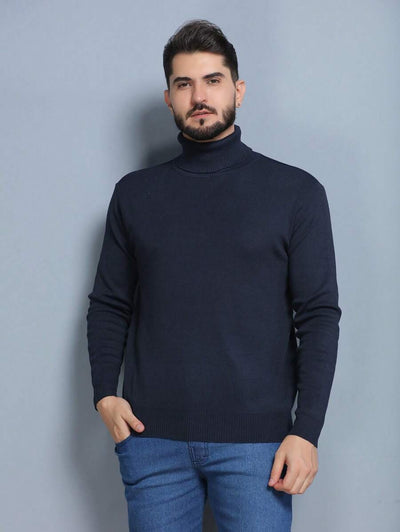 Suéter azul-marinho mock neck