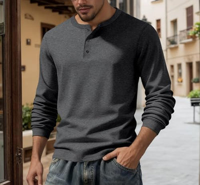 Henley manga longa grafite