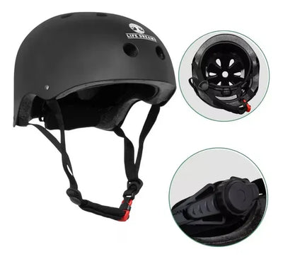 Capacete preto fosco para skate/longboard